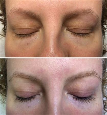 Salon manager and stylist Kreg Robson shows how professional brow and lash tinting provide depth and definition to his client's face.  Imagine not needing mascara!
